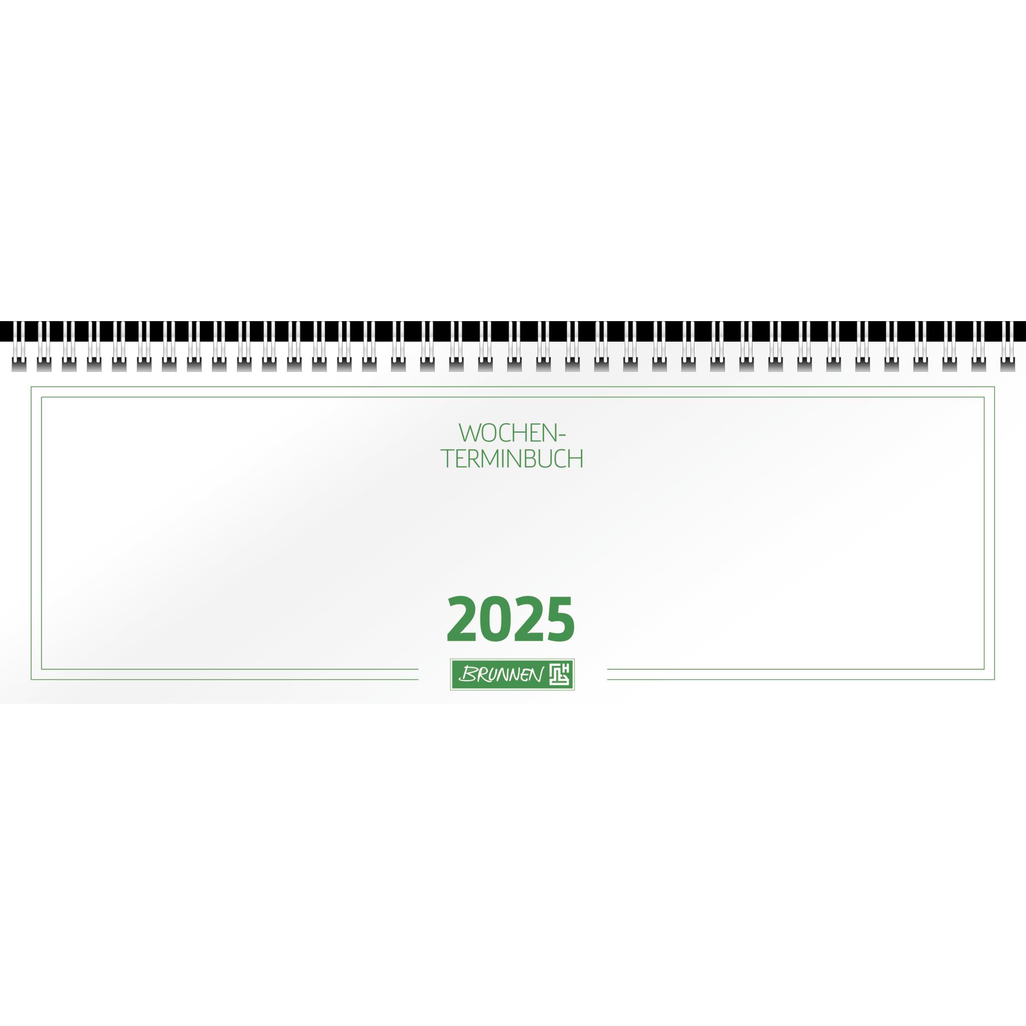Brunnen, Agenda, Querkalender 772 29,7x10,5cm 1 Woche/2 Seiten Karton-Umschlag weiss 2025 (297 x 105 mm, Deutsch, Italie...