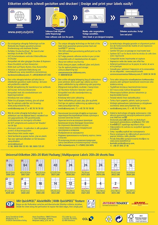 Productafbeelding Avery Universele etiketten