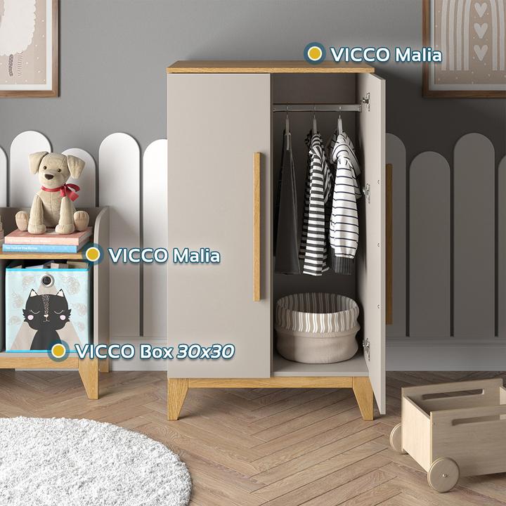 Immagine prodotto VitaliSpa Kinderkleiderschrank Malia, Cashmere-Eiche, 70 x 120 cm (53.40 cm)