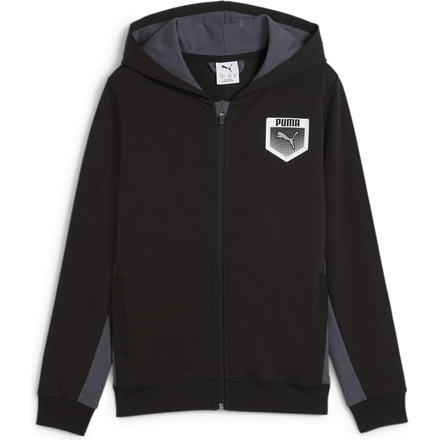 Puma, Jungen, Pullover, ACTIVE SPORTS Graphic Hoodie Full-Zip TR B, Schwarz, (128)