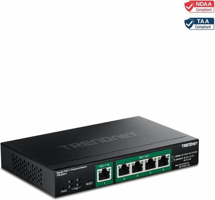 Produktbild Trendnet 5-Port Gigabit PoE++ Powered (5 Ports)