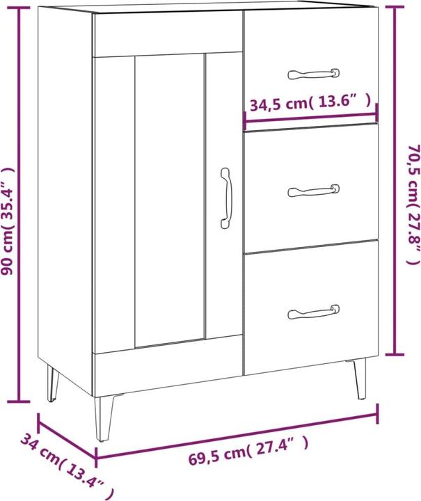Image du produit vidaXL Sideboard (69.50 x 69.50 x 90 cm)