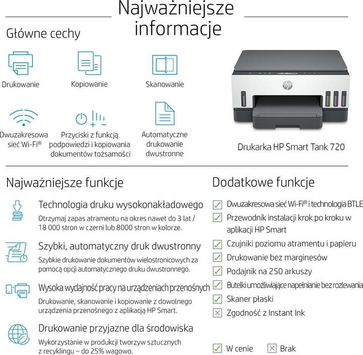 Actual product image HP Smart Tank 720 Thermal Inkjet DPI per minute WLAN (Thermal printing, Colour)