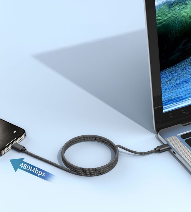 Produktbild Choetech XCC-1054 240W Cable with Power Delivery 3.1 USB-C Magnetic 1.2m - Black (1.20 m, USB 3.0)