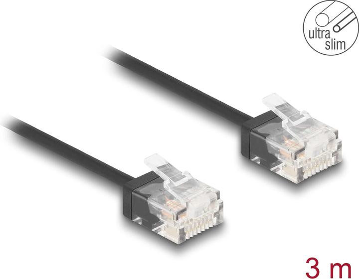 Actual product image Delock RJ45 network cable Cat.6 UTP Ultra Slim 3 m black m (U/UTP, CAT6, 3 m)