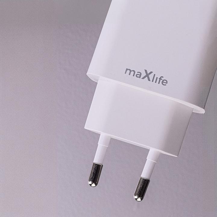 Produktbild Maxlife MXTC-06 PD QC Ladegerät 1x USB-C 1x USB 20W weiss + USB-C - USB-C Kabel 20W (20 W, 2 Ports)