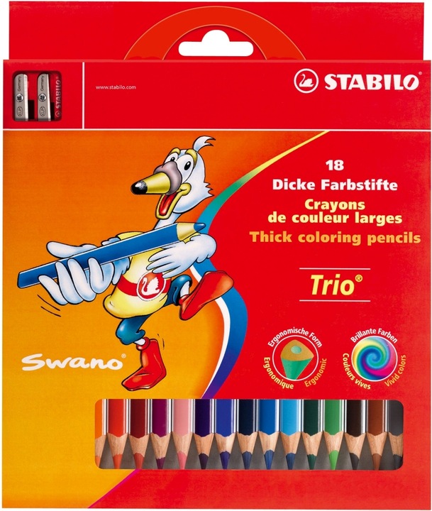 Produktbild STABILO Trio dick Dreikant-Buntstift mit Spitzer (Mehrfarbig, 18 x)