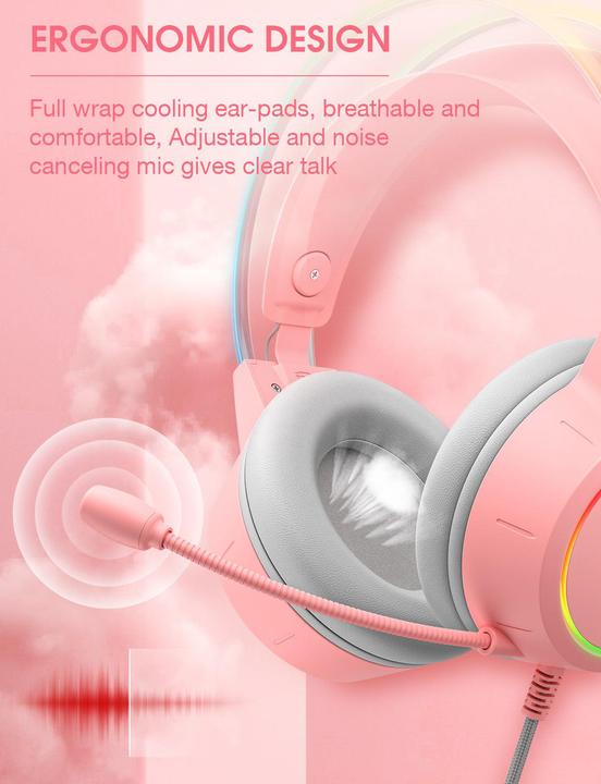 Produktbild Onikuma X15 PRO RGB-Gaming-Kopfhörer (kabelgebunden) Pink (Kabelgebunden)