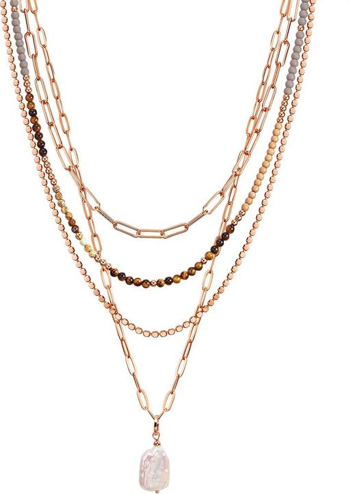 Image du produit Lulu & Jane Alliage métallique pierre naturelle perle de culture d'eau douce or jaune 43,0/46,0/52,0/58,0 cm - (Alliage de métal 100%.)