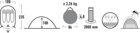 Produktbild High Peak Vision 3 (Wurfzelt, 2.30 kg, 3 Personen)