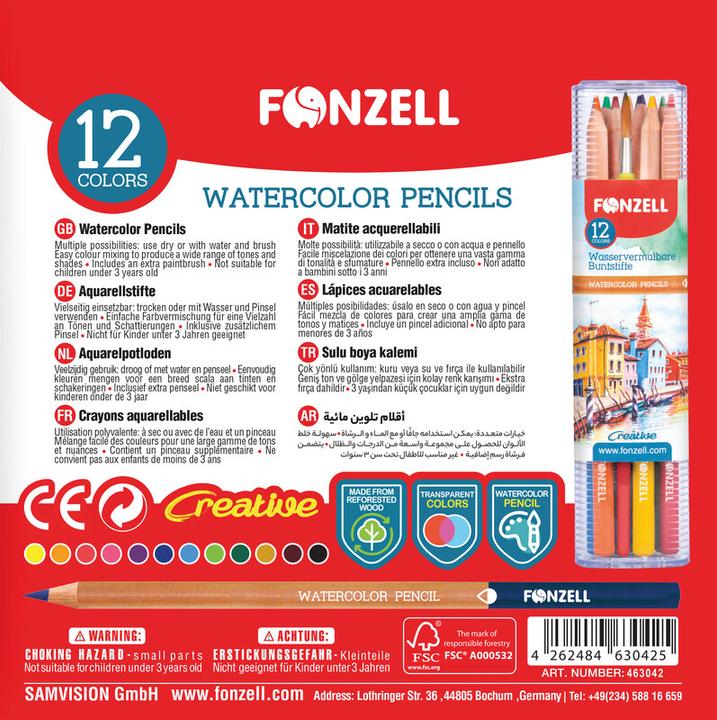 Produktbild Fonzell Farbstifte Creative Aquarelle (12x)