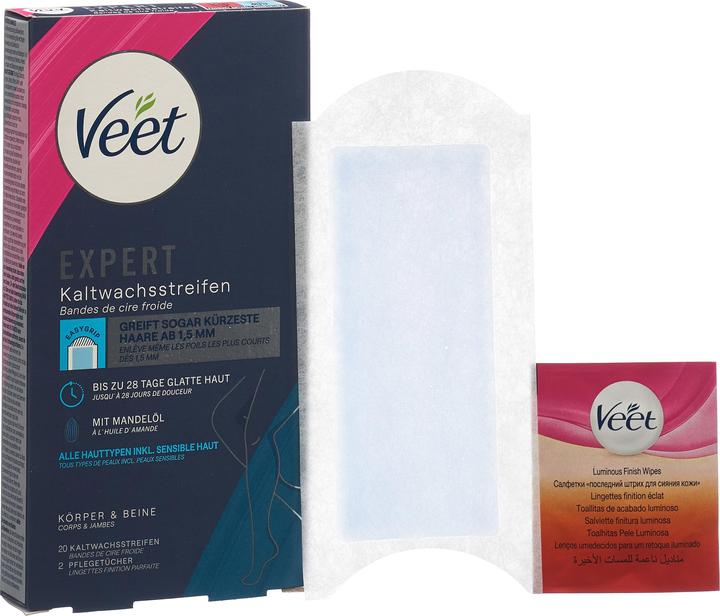 Image du produit Veet Expert Bandes de cire froide, Corps et jambes, même sensibles (441.75 ml, 20 x, 62 g)
