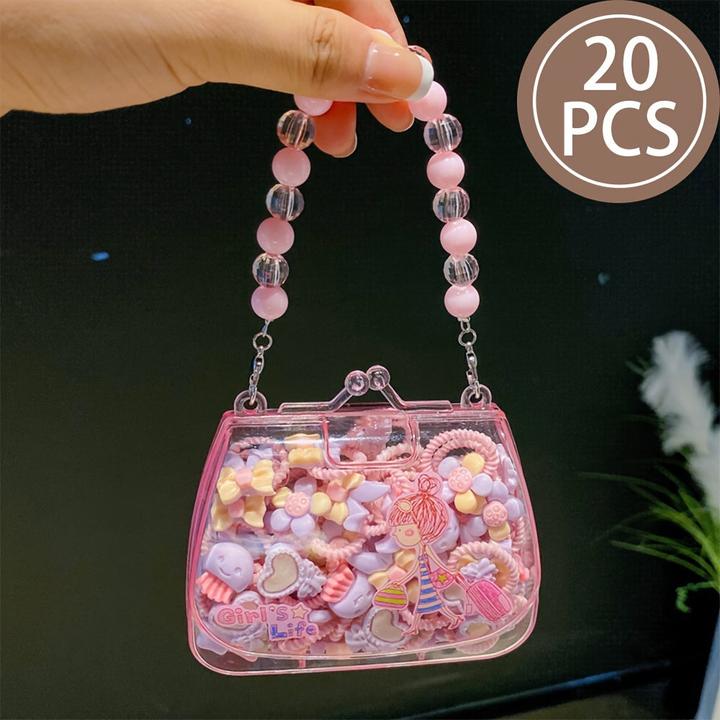 Image du produit Activity Board 20pcs thème de bande dessinée cravate de cheveux, emballé dans une boîte en plastique d'imitation