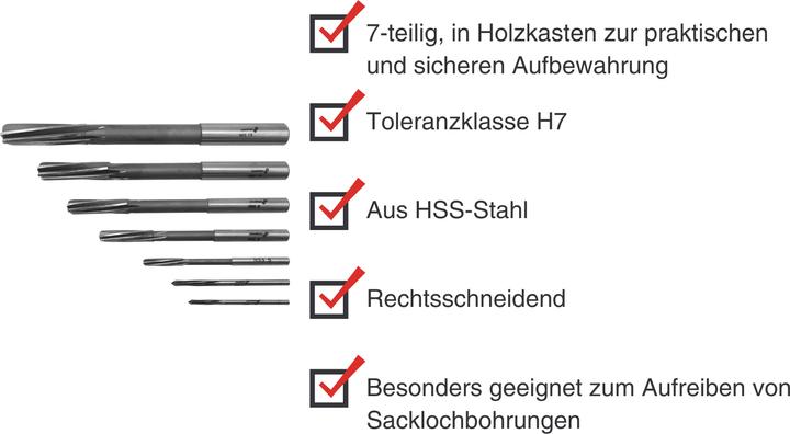 Energie-Label Paulimot HSS-Maschinenreibahlen-Set 7-teilig 3 - 12 mm, Passung H7 (3, 4, 5, 6, 8, 10, 12 mm)