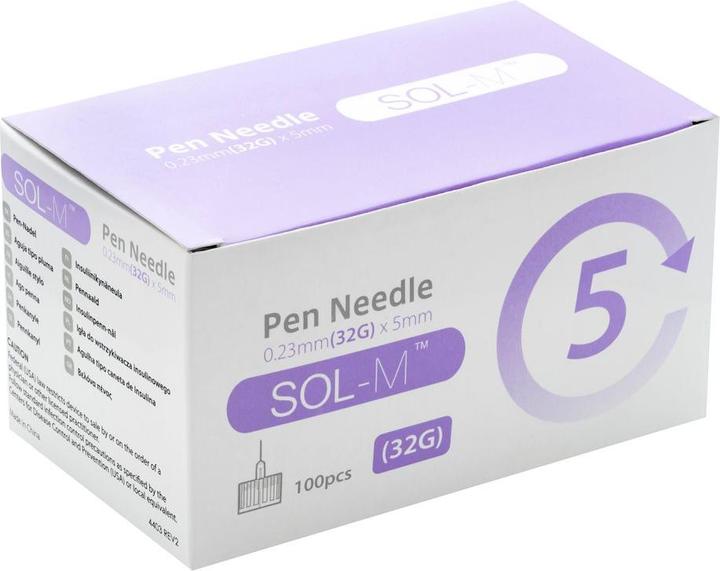Immagine prodotto Sol-m Ago a penna 32G 0,23mmx5mm 100 pz. (Aghi a penna + aghi monouso)