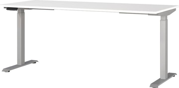 Produktbild Germania JET höhenverstellbarer Schreibtisch weiss rechteckig, T-Fuss-Gestell silber 180,0 x 80,0 cm (180 x 72 cm)
