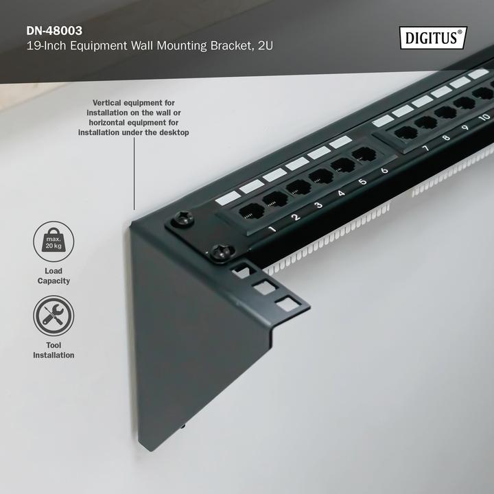 Produktbild Digitus 2HE Wandmontagerahmen, vertikal 105 x 504 x 151 mm, schwarz