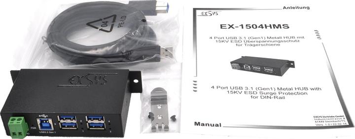 Produktbild Exsys USB-Hub EX-1504HMS (USB-B, 4 Ports)