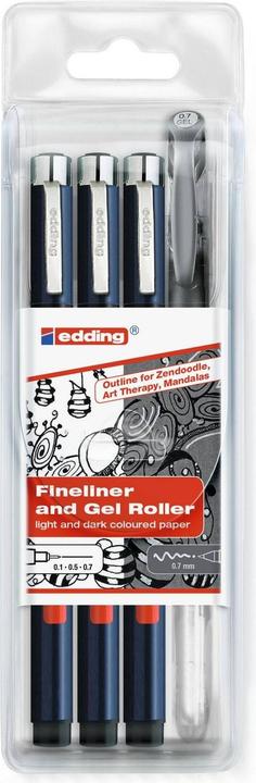 Immagine prodotto Edding Fineliner Profipen 1800 3 pezzi, nero (Argento, Nero, 3x)