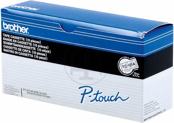 Actual product image Brother TC-101A DirectLabel black on transparent 12mm x 77m VE=10 P-Touch TC 9-12mm (1.20 cm, Black, Transparent)