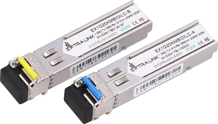 Actual product image Extralink SFP WDM 1310/1550nm | SFP Module | Single mode,, LC, DDM, Pair