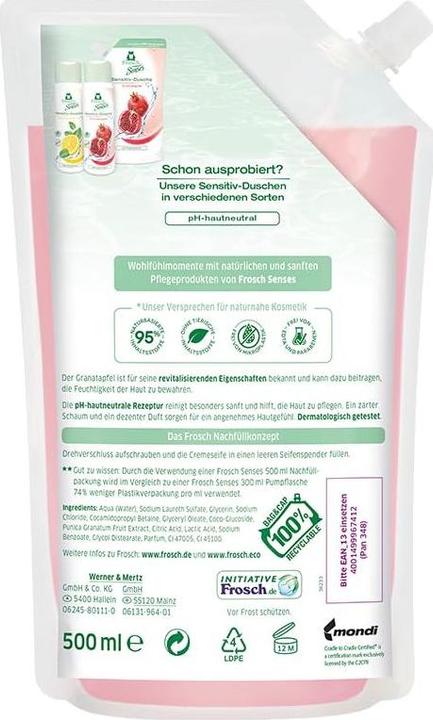 Produktbild Frosch Cremeseife Granatapfel Refill (Flüssigseife, 500 ml)