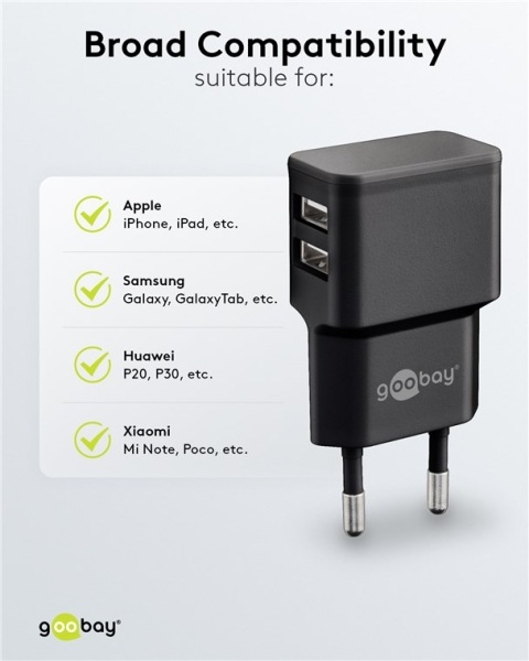 Produktbild Goobay USB-Ladegerät 2-fach (12 W)