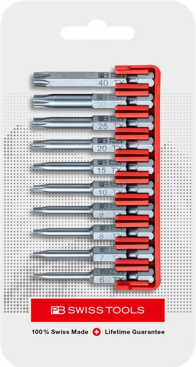 Actual product image PB Swiss Tools Bit set PB E6.703 CN (TX25, TX10, TX15, TX 6, TX30, TX 7, TX 9, TX40, TX 8, TX20)