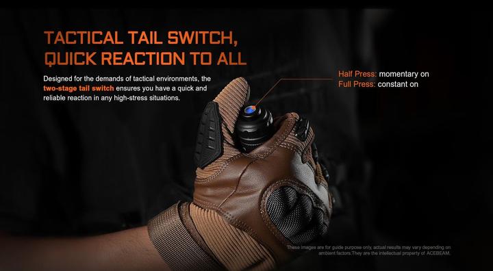 Produktbild AceBeam Taktische LED-Taschenlampe T37, 4'000 Lumen (inkl. Akku) (14.52 cm, 4000 lm)