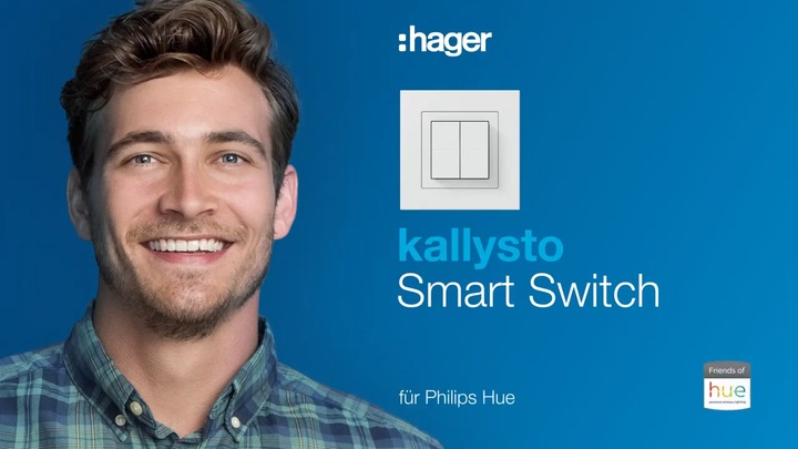 Produktbild Hager Kallysto Funk-Taster 4fach Friends of Hue Apparat mit Frontplatte