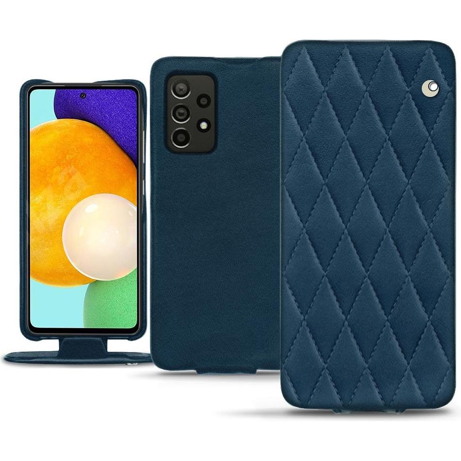 Noreve Lederschutzhülle vertikal (Samsung Galaxy A52), Smartphone Hülle, Blau
