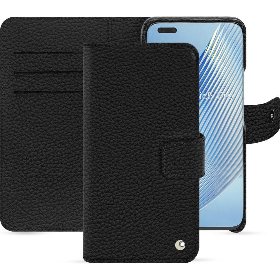 Noreve Lederschutzhülle Honor Magic5 Pro (Honor Magic5 Pro), Smartphone Hülle, Schwarz