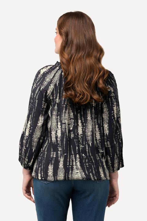 Produktbild Ulla Popken Bluse, Musterstreifen, Rüsche, Elastiksaum, 3/4-Arm (42, 44)