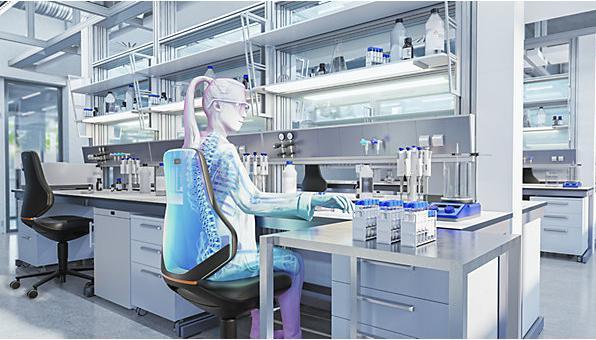 Produktbild Bimos Arbeitsdrehstuhl Aluminium anthrazit Skintec schwarz 570-810 mm (57 - 81 cm)