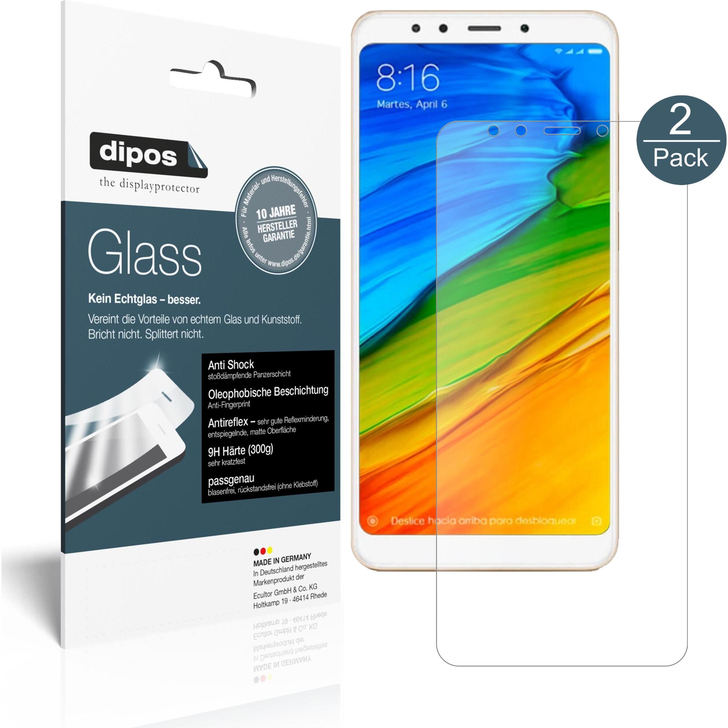 Dipos Displayschutz Anti-Shock (2 Stück, Xiaomi Redmi 5 Plus), Smartphone Schutzfolie, Transparent