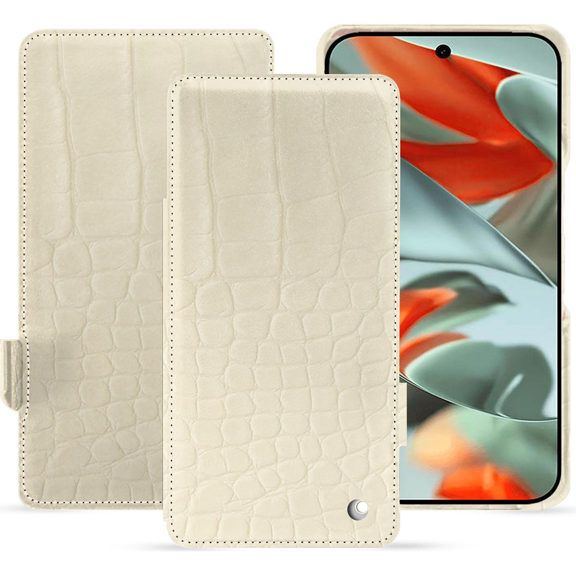 Noreve Lederschutzhülle horizontal (Google Pixel 9 Pro XL), Smartphone Hülle, Beige