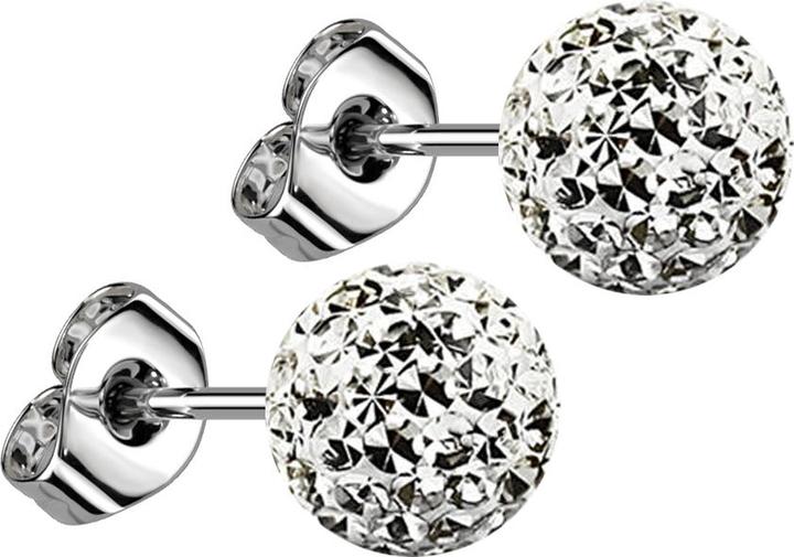 Image du produit Star Piercing Boucles d'oreilles argent avec boule de cristal argent époxy de protection (sans laiton, Acier chirurgical 316L)