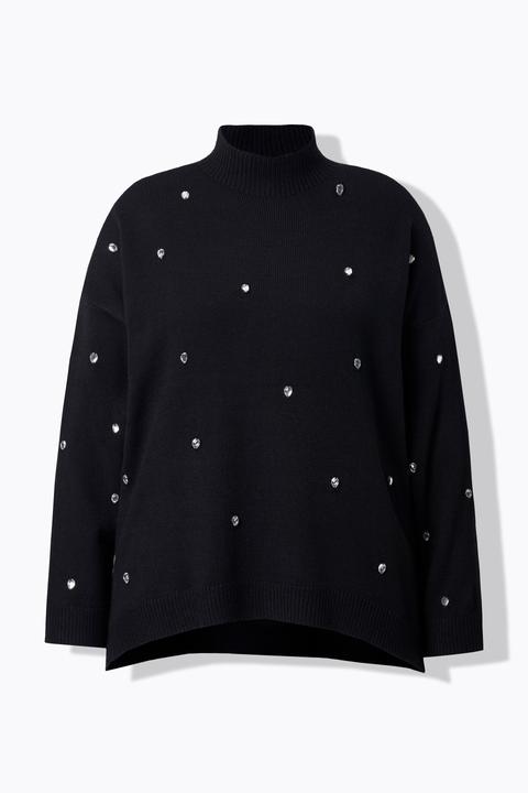 Produktbild Ulla Popken Pullover, Ziersteine, Oversized, Stehkragen, Langarm (46, 48)