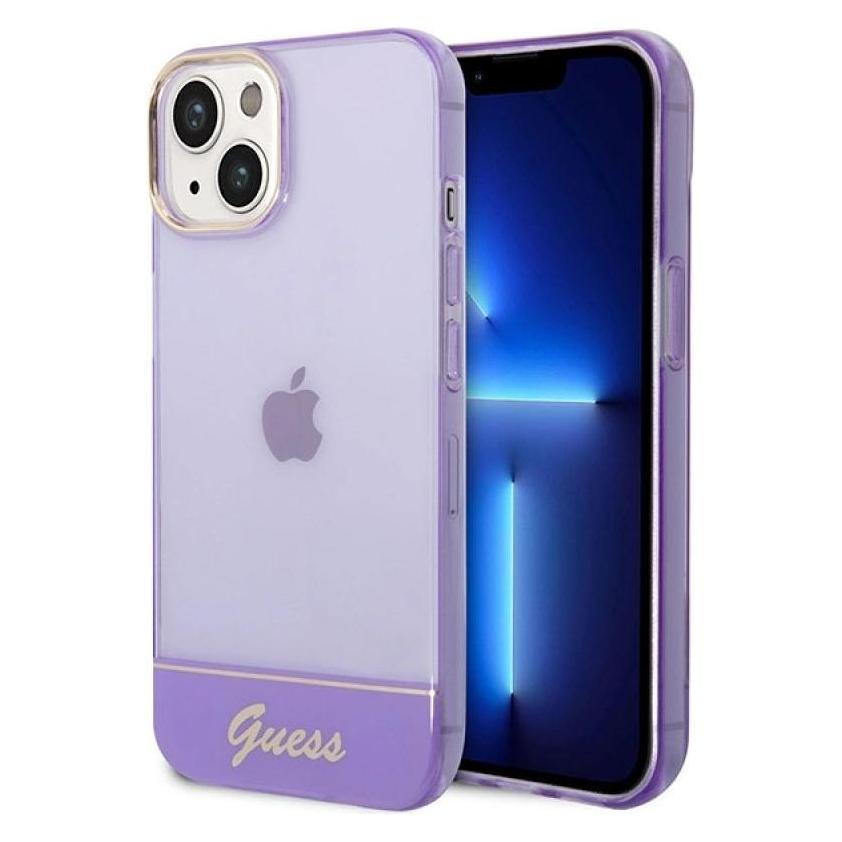 Guess GUHCP14SHGCOU iPhone 14 6,1" fioletowy/purple hardcase Translucent (Apple iPhone 14), Smartphone Hülle, Violett, Transparent