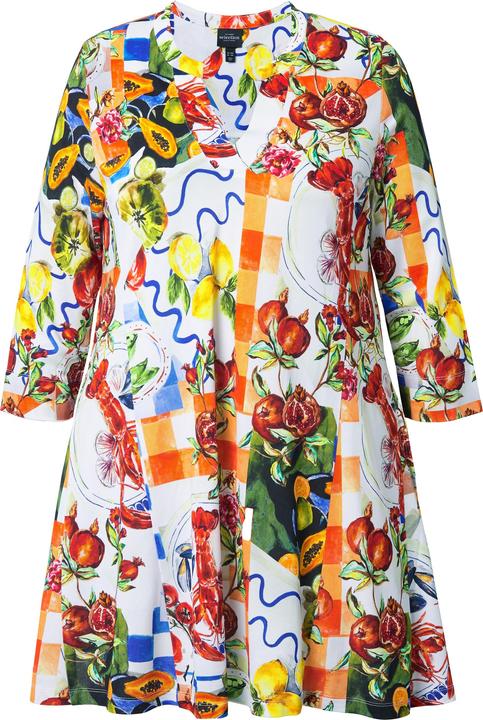 Produktbild Ulla Popken Slinky-Bluse, Food-Design, A-Linie, Stehkragen, 3/4-Arm (54)