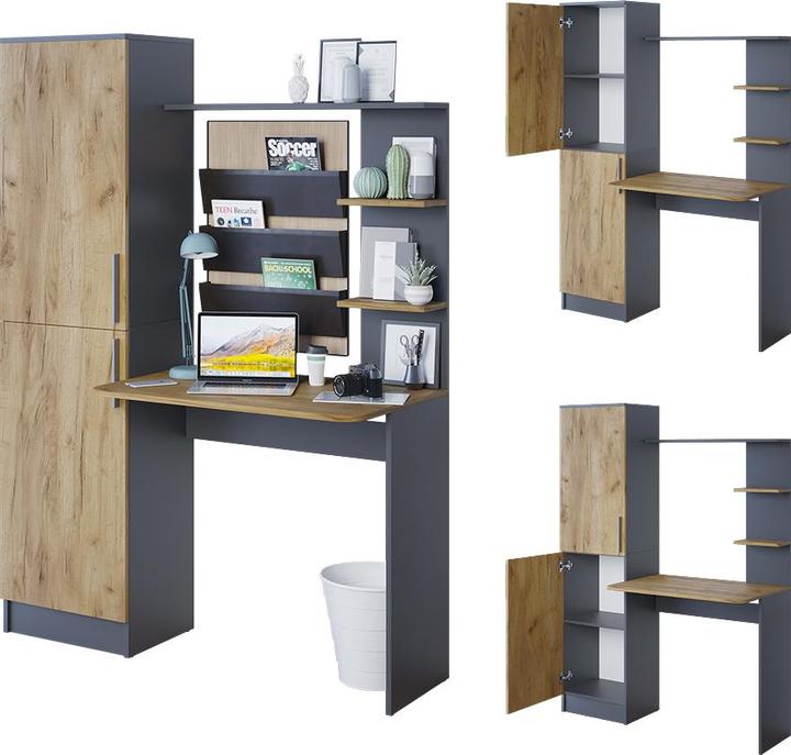 Produktbild Vicco Schreibtisch Tessa, Anthrazit/Goldkraft Eiche, 122.9 x 33.4 cm