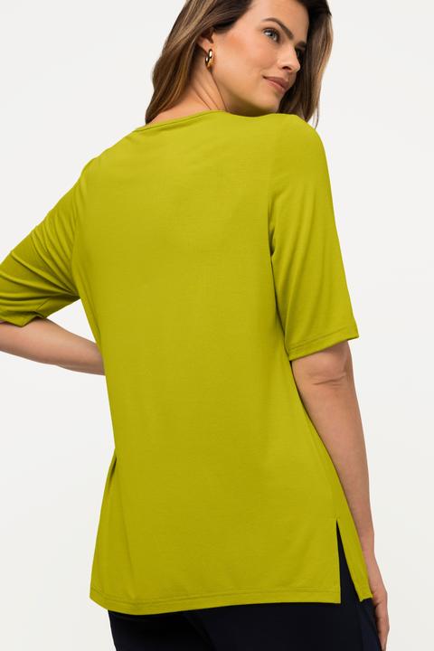 Image du produit Ulla Popken T-shirt doublé à l'avant, col V et manches courtes (58)
