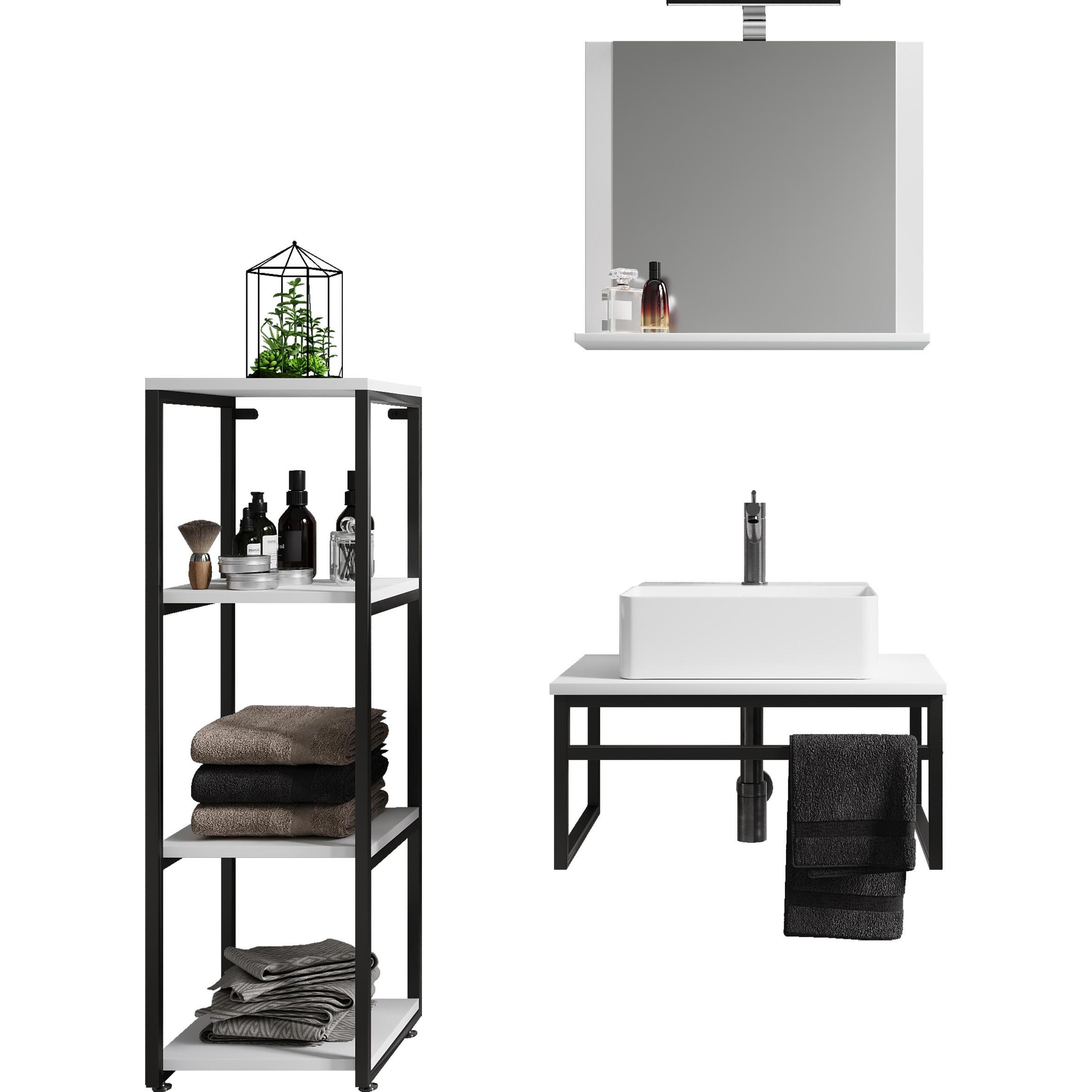 Thumbnail - VCM, Badmöbelset, 4-tlg. Waschplatz Waschbecken Bitila 60 V2