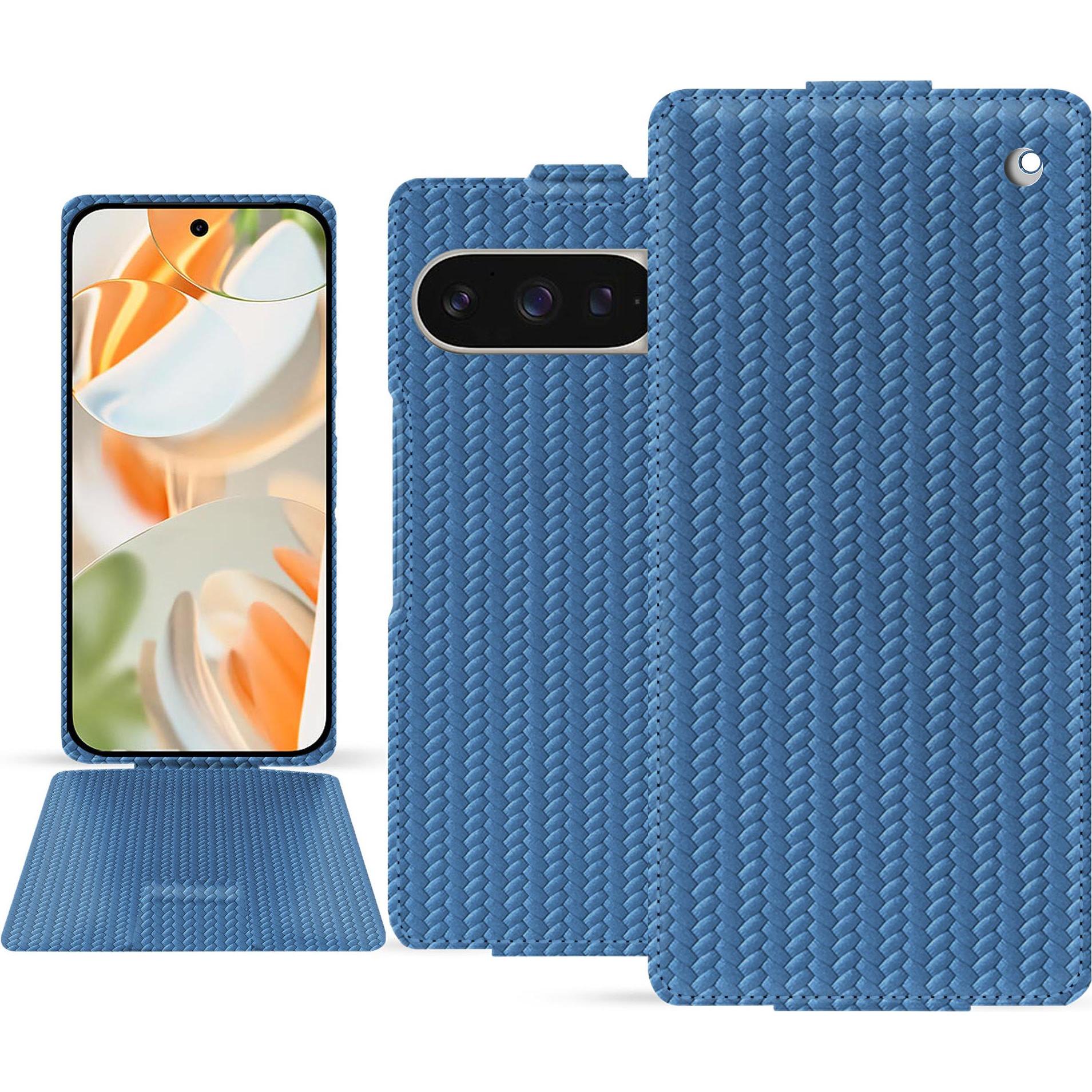 Noreve Lederschutzhülle vertikal (Google Pixel 9 Pro Fold), Smartphone Hülle, Blau