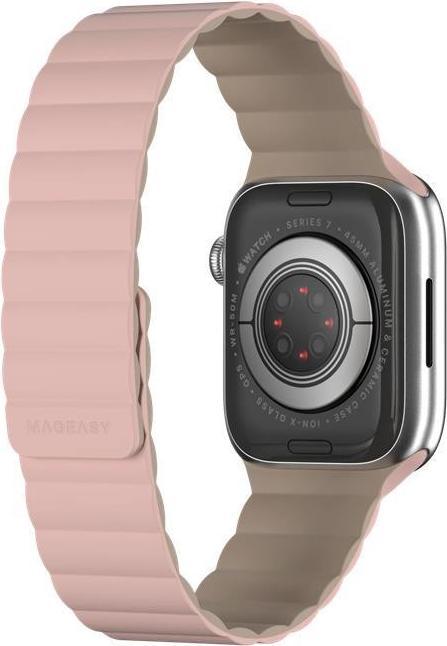 Image du produit MagEasy Bracelet magnétique en silicone pour Apple Watch 42/44/45mm - Rose (45 mm, 44 mm, 42 mm, Silicone)