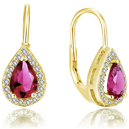 Beneto, Ohrringe, Gold-plated earrings with pink zircons AGUC2230-GOLD