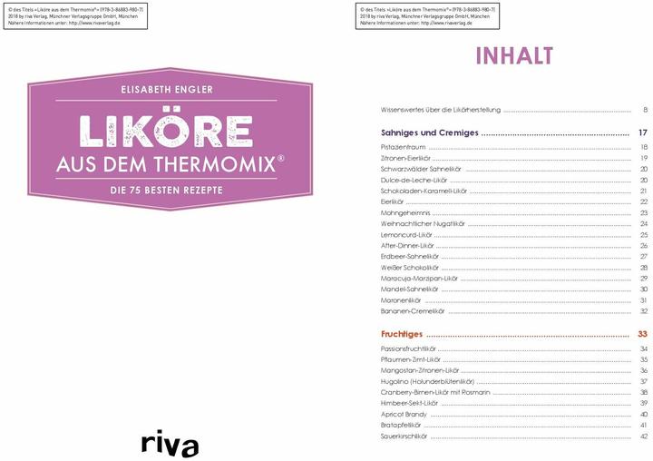 Nährwerte und Zutaten Liköre aus dem Thermomix® (Deutsch, Elisabeth Engler, 2018)