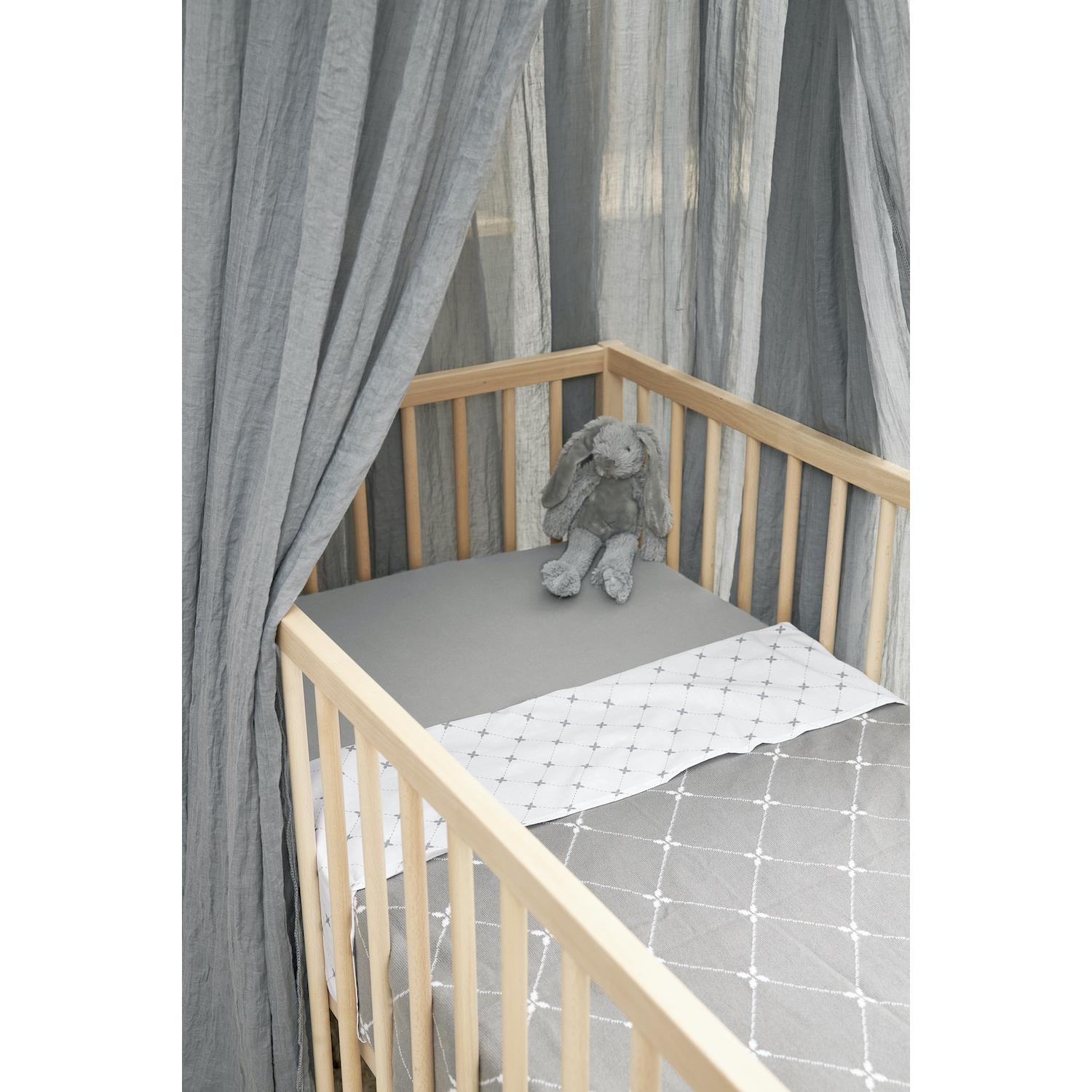 Meyco, Babyduvet, X MrsKeizer Bettlaken 2-pack Louis grau-weiss