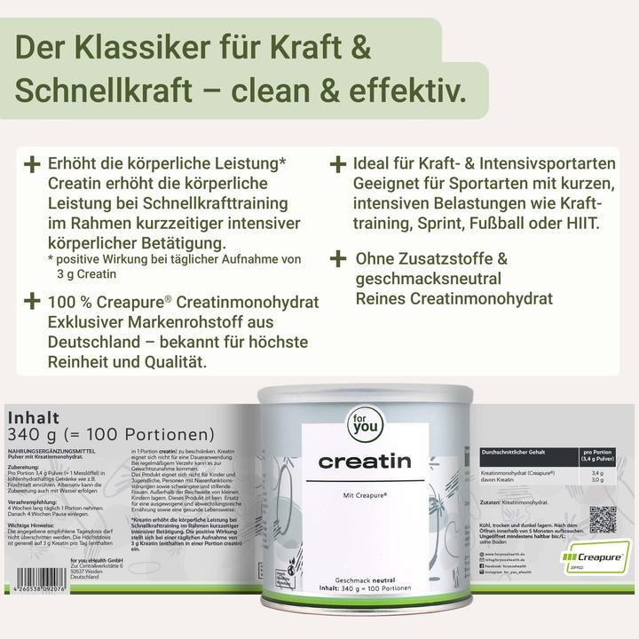 Nutritional values and ingredients For You Creatine (1 pcs., Powder, 340 g)
