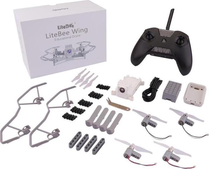 Actual product image LiteBee Drone V2 in building block system for STEM